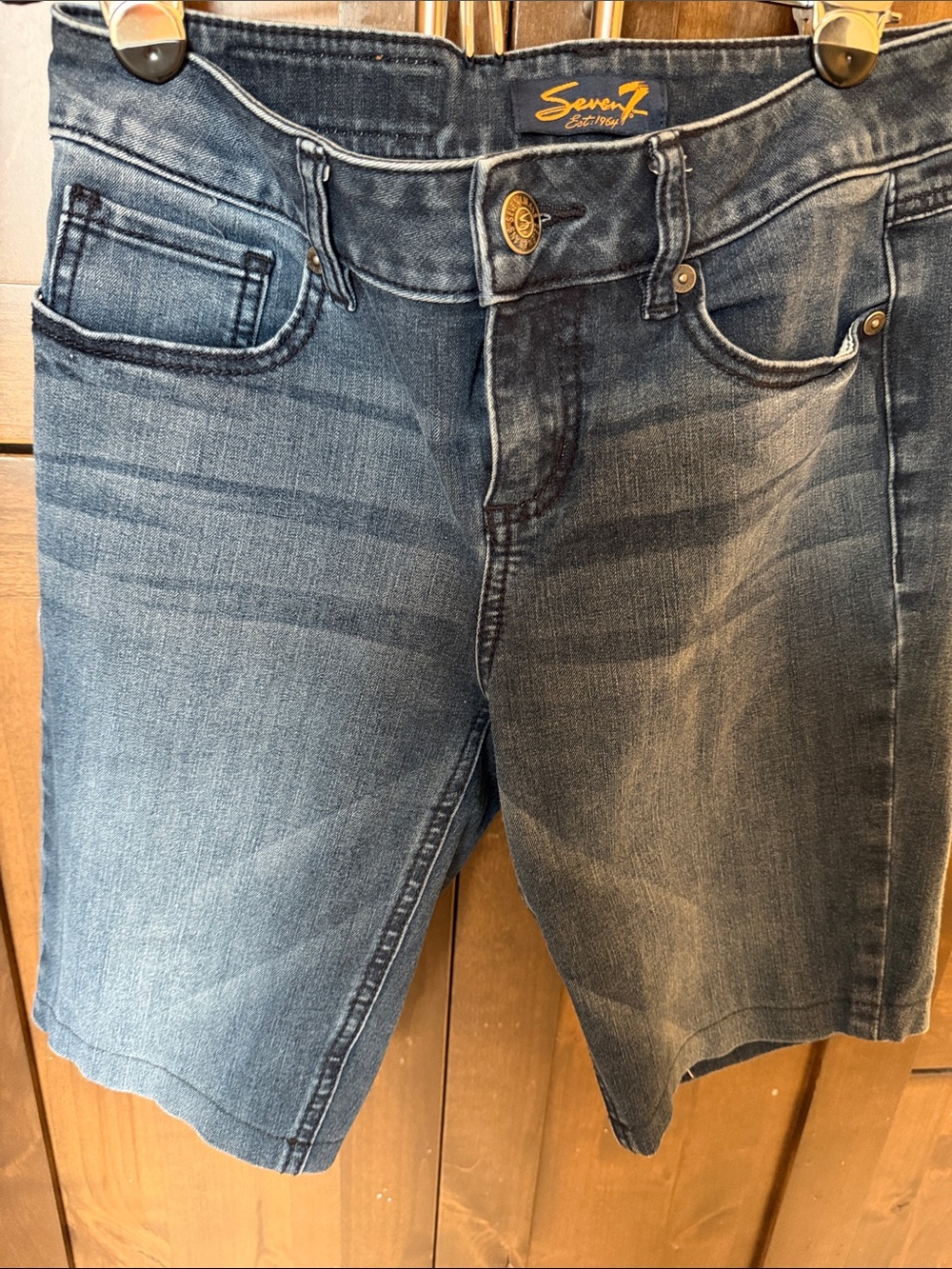 Seven7 Faded Indigo Denim Bermuda Shorts